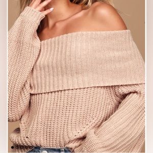 Lulu’s Dusty Blush Size Small Off the Shoulder Sweater